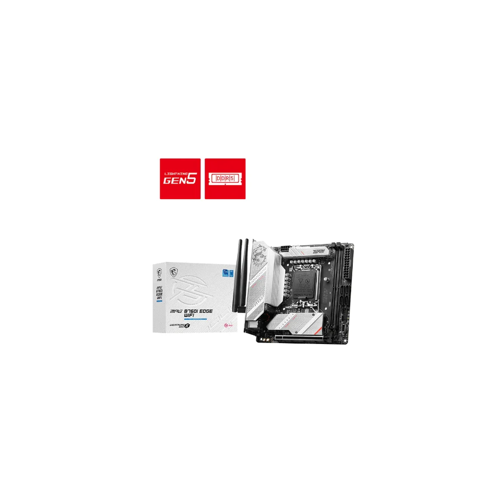 MSI MPG B760I EDGE WIFI Moderkort - Intel B760 - Intel LGA1700 socket - DDR5 RAM - Mini-ITX