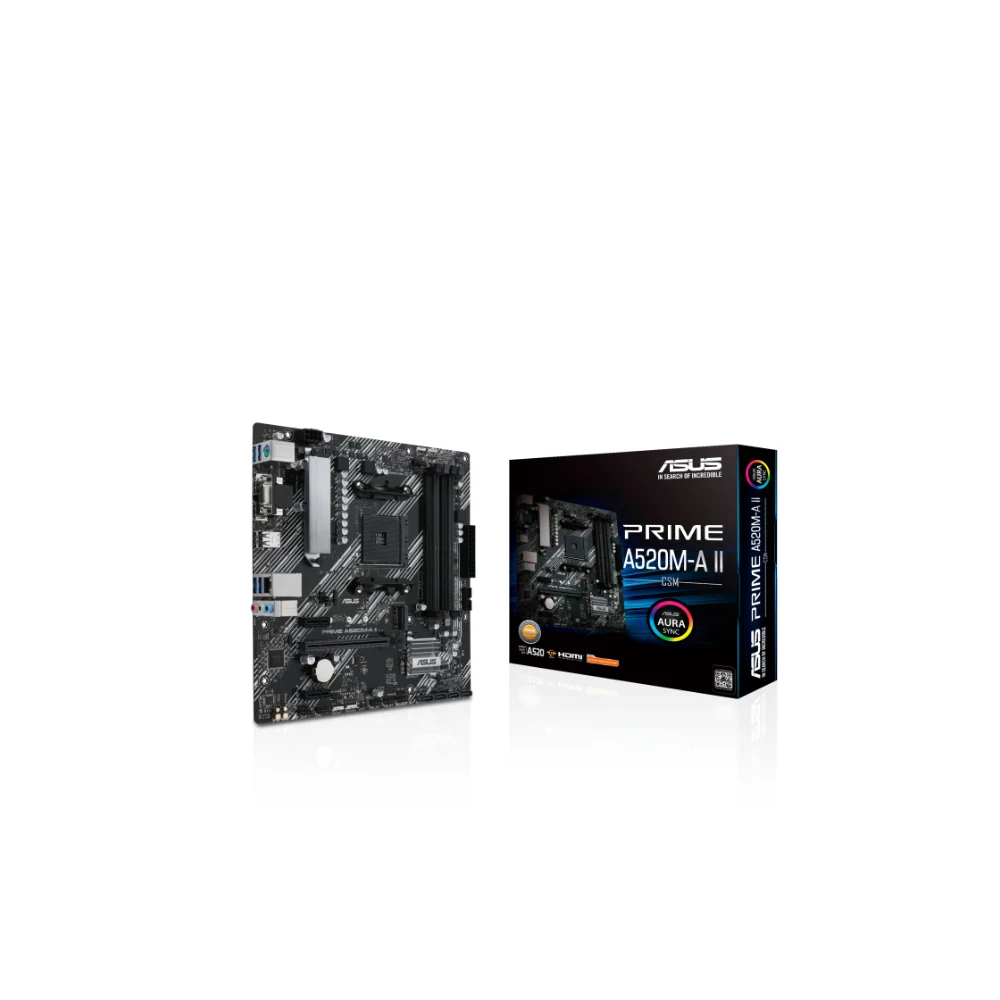 ASUS PRIME A520M-A II/CSM Moderkort - AMD A520 - AMD AM4 socket - DDR4 RAM - Micro-ATX
