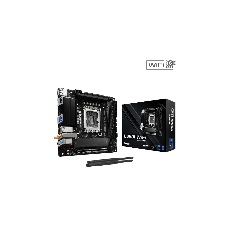 ASRock B860I WiFi Moderkort - Intel B860 - Intel LGA1851 socket - DDR5 RAM - Mini-ITX
