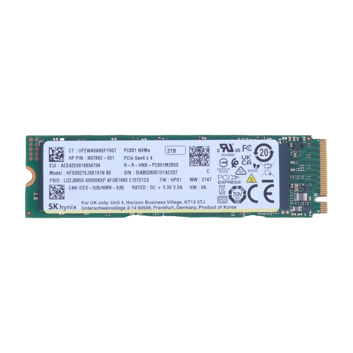 HP 2 TB PCIe-4x4 NVMe M.2 SSD-enhet