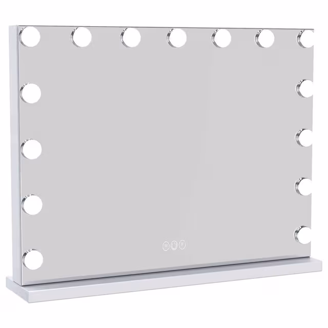 UNIQ XL Hollywood Vanity Sminkspegel med 15 LED-lampor och touch-funktion - Vit
