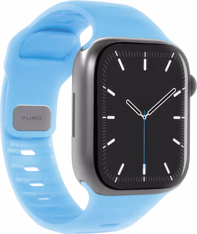 Puro Glow klockarmband för Apple Watch Series 11/10 (ljusblå)