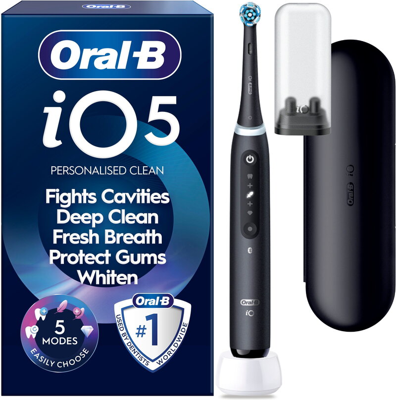 Oral-B iO5 Matt Black, Travel Case, Travel Refill Holder