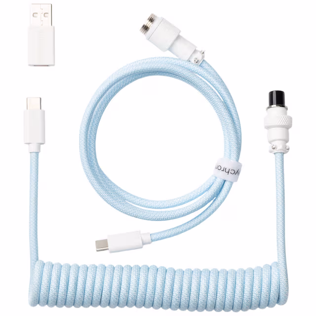 Keychron Anpassad Spiralformad Aviator 8K USB-kabel (ljusblå)
