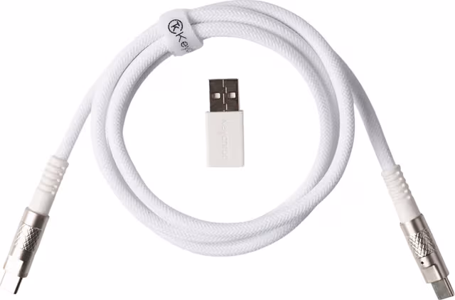 Keychron Dubbelsleeved Geek 8k USB-kabel (vit)