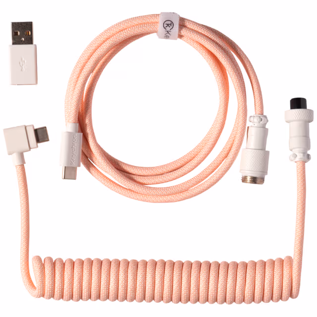 Keychron Coiled Aviator Angled 8K USB-kabel (ljusrosa)