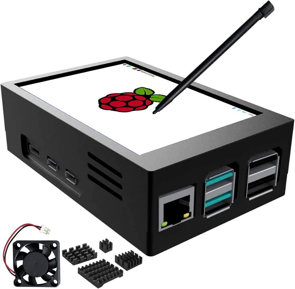 NÖRDIC 3,5" Pekskärm med Raspberry Pi 5-chassi, 480x320 TFT LCD-panel, 60Hz-skärm med minifläkt