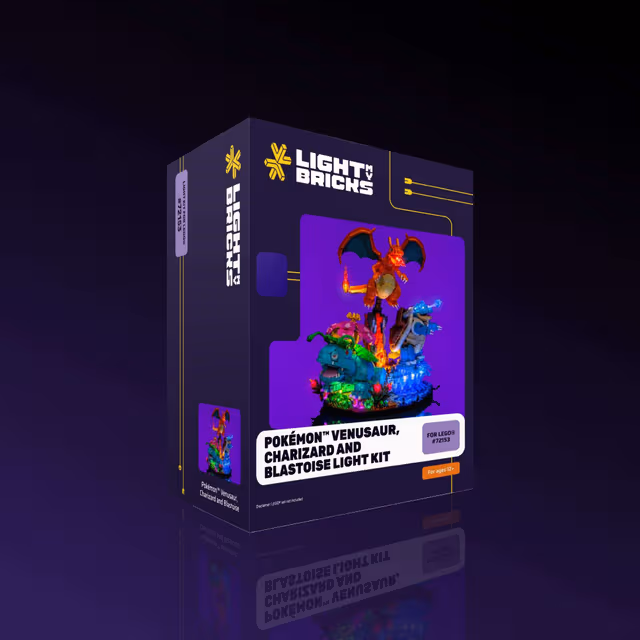 Light My Bricks™ Pokémon Venusaur, Charizard och Blastoise ljuskit