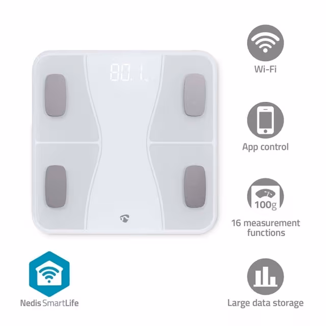 Nedis Analysvåg SmartLife Personal Scale | Bluetooth® | BMI / BMR