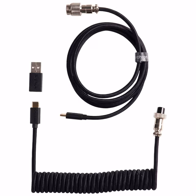 Keychron Spiralformad Aviator Rak 8K USB-kabel (svart)