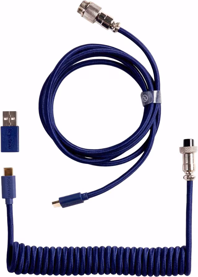 Keychron Spiralformad Aviator Rak 8K USB-kabel (blå)