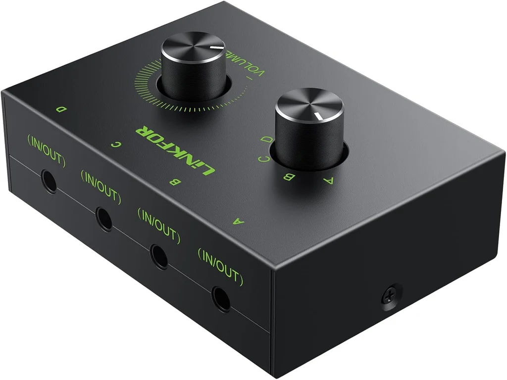 4 Port 3.5mm stereo Switch Audio Selector, 4 Input 1 Output / 1 Input 4 Output Audio Splitter