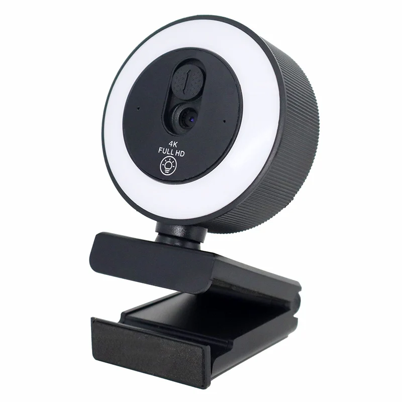 NÖRIDC HD 4K Webcam PC and Laptop, 360° Adjustable with Auto Focus, 3-Color Touch Lighting for