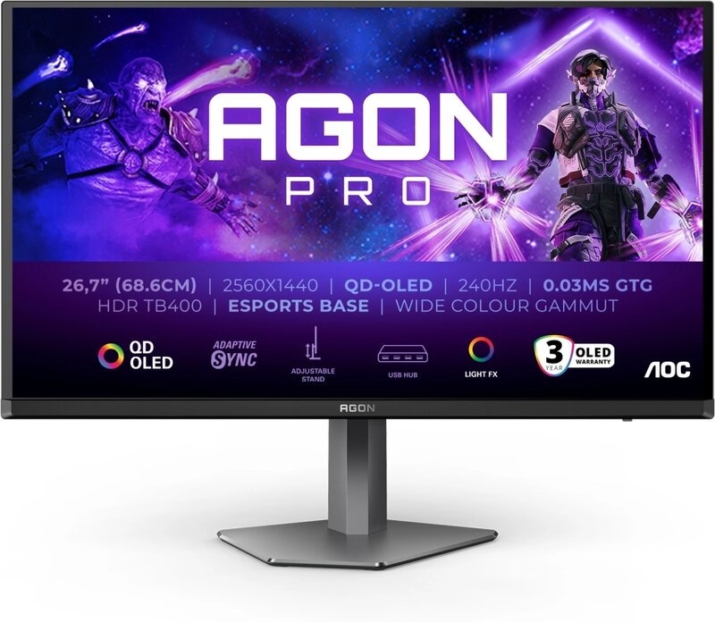 AOC AGON AG276QZD2 / 27" / QD-OLED / 2560x1440 / 240Hz / 0,03ms (Fyndvara klass 1)
