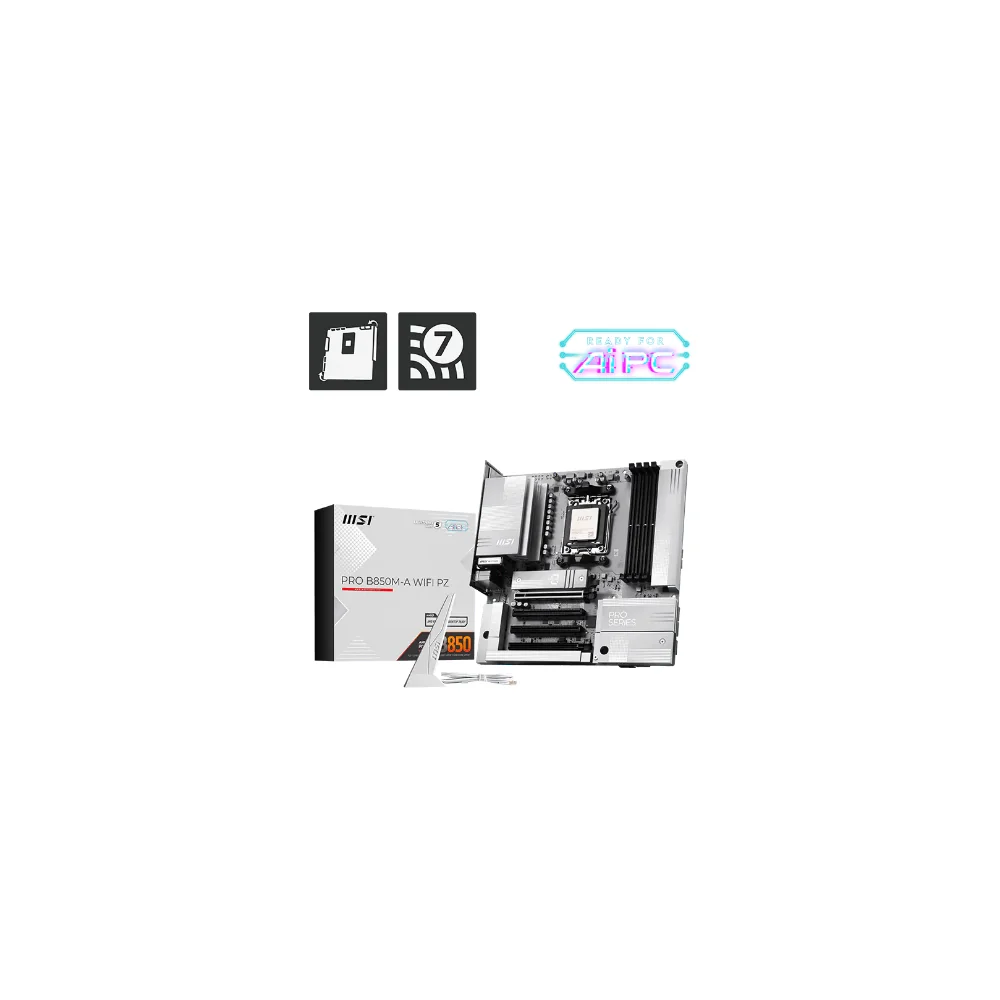 MSI PRO B850M-A WIFI PZ - motherboard - micro ATX - Socket AM5 - AMD B850 Moderkort - AMD B850 - AMD AM5 socket - DDR5 RAM - Micro-ATX