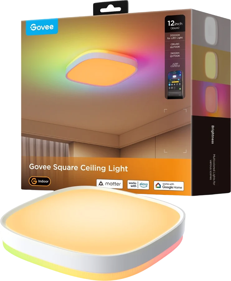 Govee 30cm RGBWW + RGBIC Smart fyrkantig taklampa