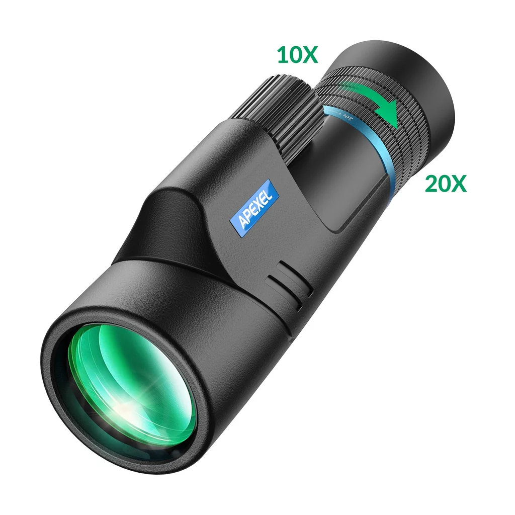 Apexel HD Monocular 10-20x50 HD Zoom Telescope BAK4/FMC Waterproof Lightweight With Low Night Vision for Hiking Bird Watching Camping Wildlife Animals