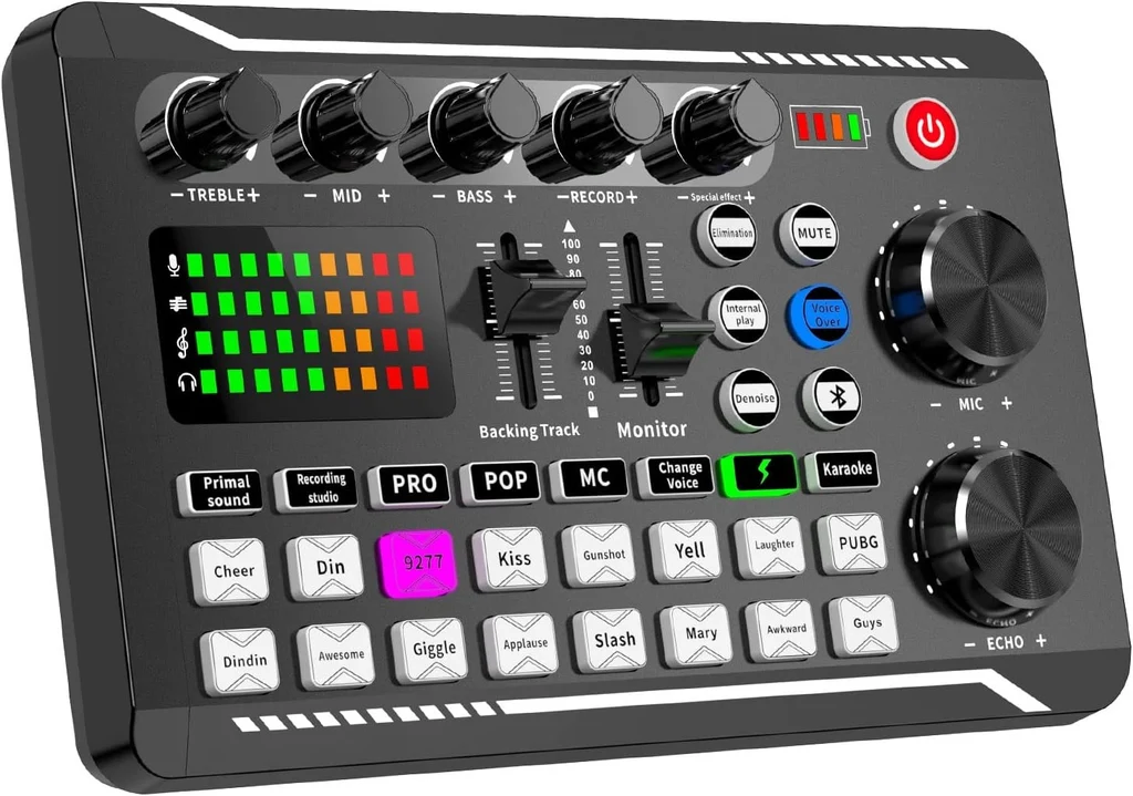 Live Sound Card Audio Mixer, Podcast Audio Interface with DJ Mixer Effects for PS4 PS5 Karaoke Tiktok YouTube Live Streaming Record Gaming