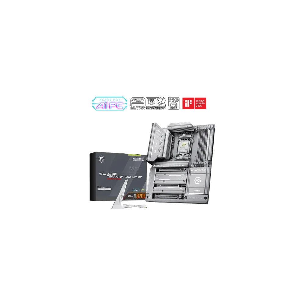 MSI MAG X870E TOMAHAWK MAX WIFI PZ Moderkort - AMD X870E - AMD AM5 - DDR5 RAM - ATX (Project Zero)