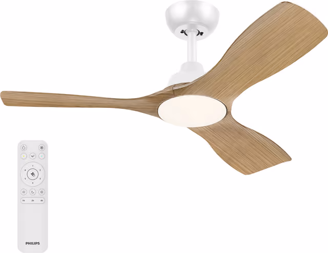 Philips Olas Takfläktslampa Ø106 cm Justerbart vitt ljus Vit+Trä