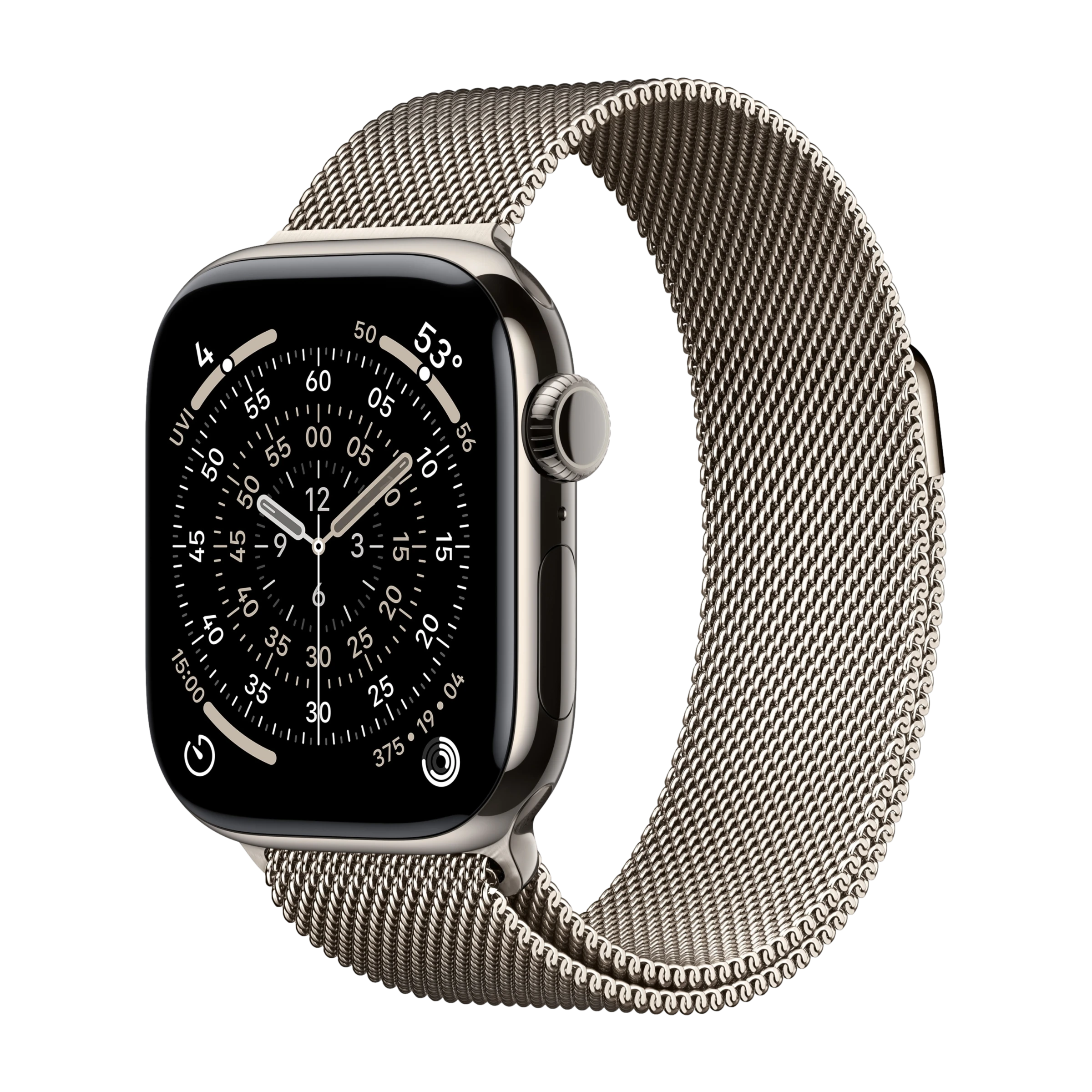 Apple Watch Series 11 GPS + Cellular 42mm Naturlig Titanboett med Naturlig Milanesisk loop