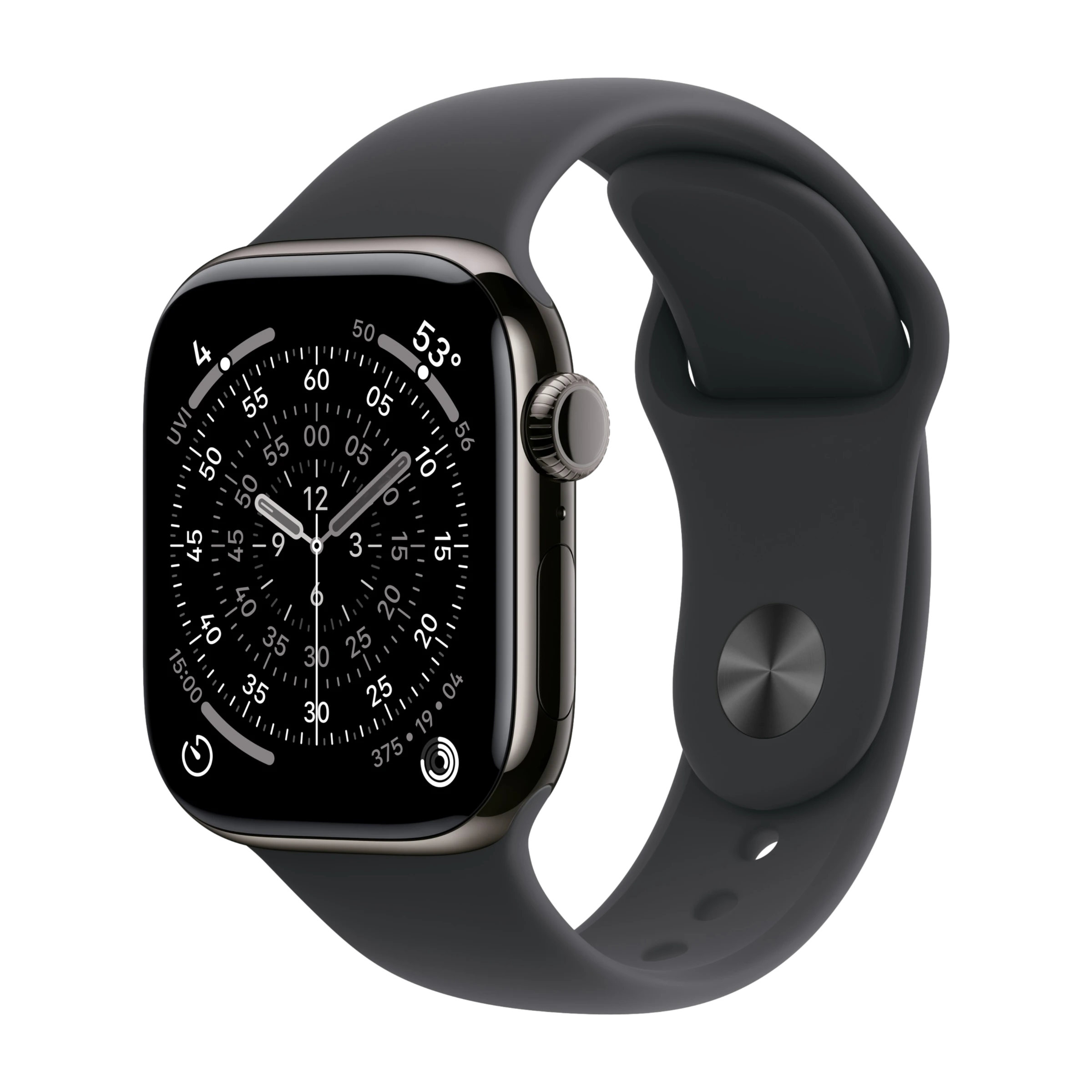 Apple Watch Series 11 GPS + Cellular 42mm Skiffer Titanboett med Svart Sportband - M/L