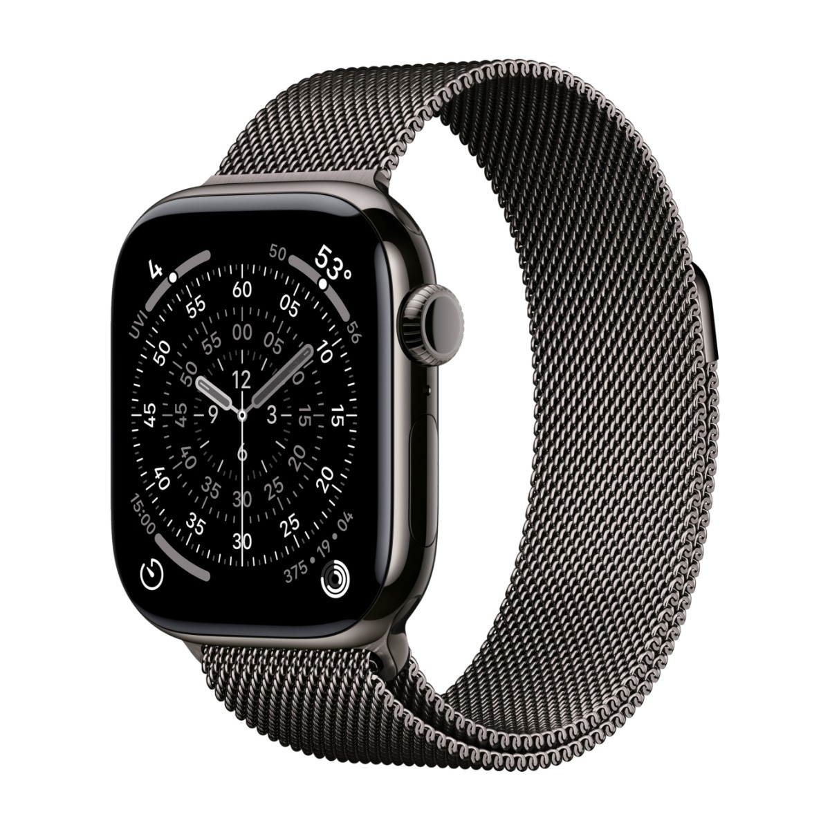 Apple Watch Series 11 GPS + Cellular 42mm Skiffer Titanboett med Slate Milanese Loop