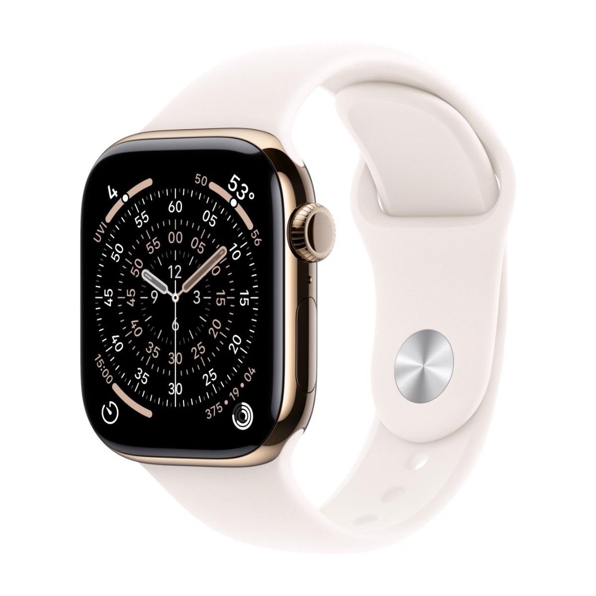 Apple Watch Series 11 GPS + Cellular 42mm Guld Titanboett med Rosé Sportband - S/M