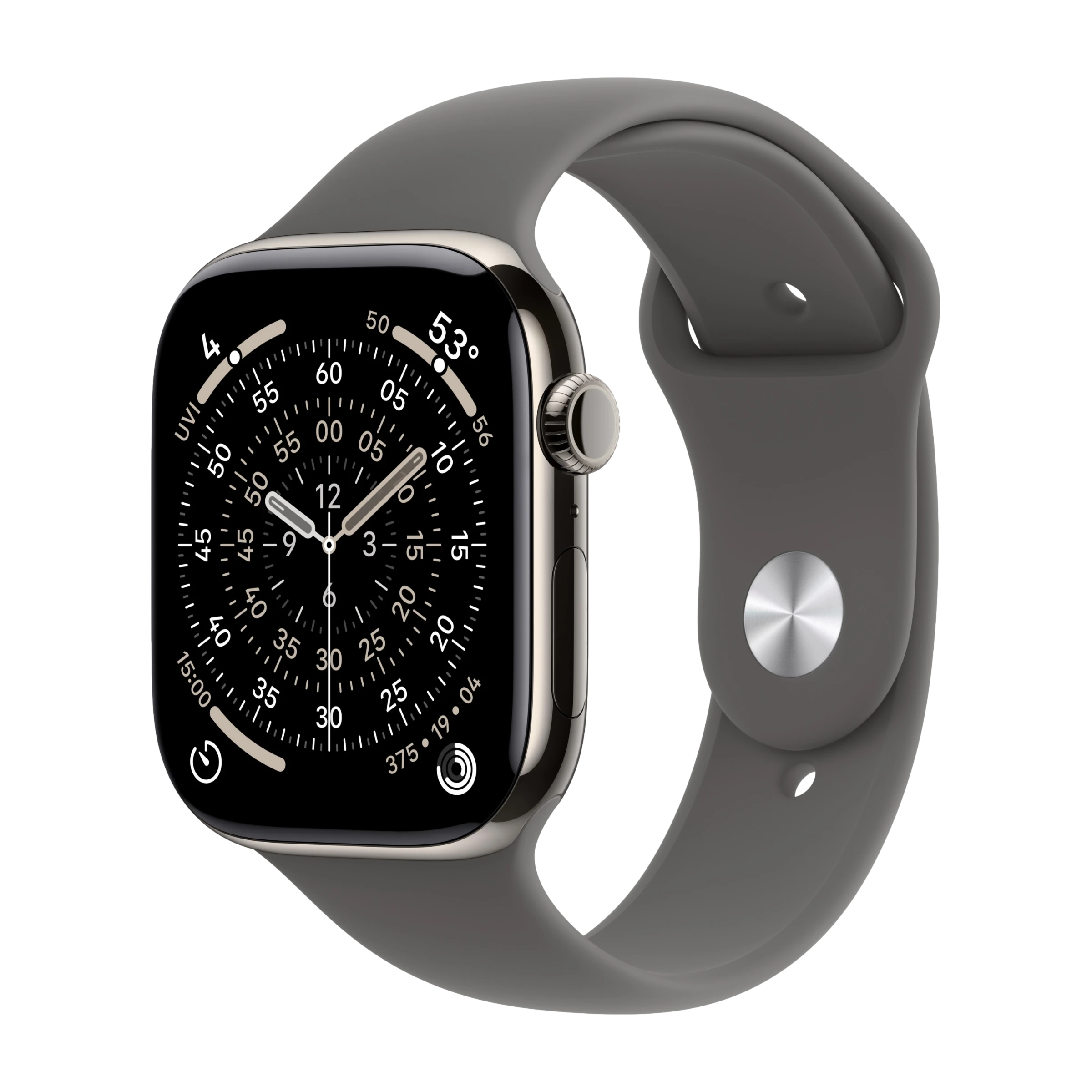 Apple Watch Series 11 GPS + Cellular 46mm Naturlig Titanboett med Granitgrå Sportband - M/L