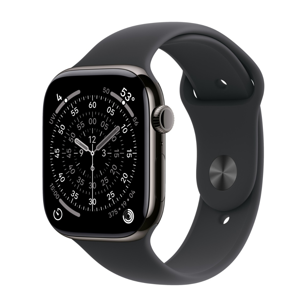 Apple Watch Series 11 GPS + Cellular 46mm Skiffer Titanboett med Svart Sportband - S/M