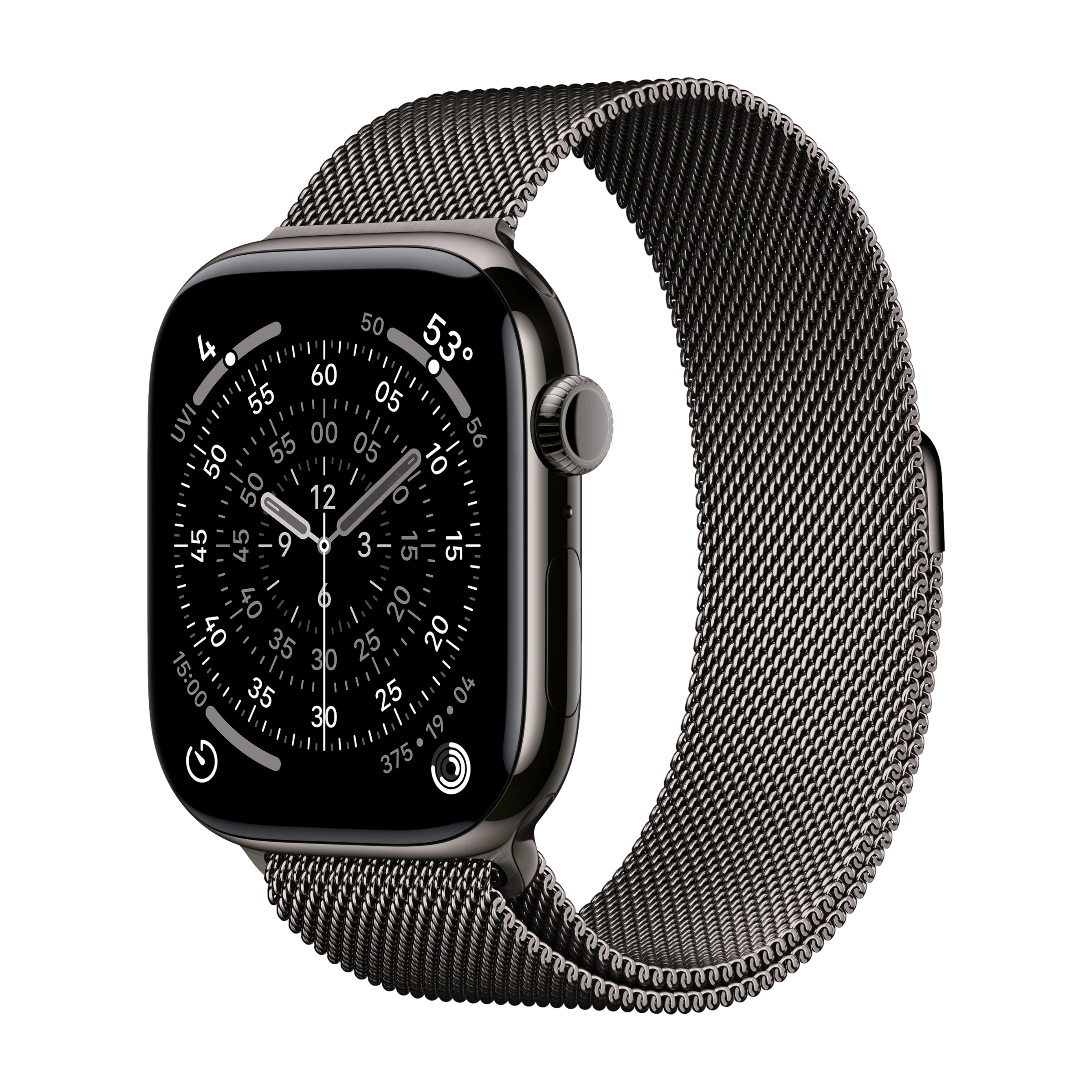 Apple Watch Series 11 GPS + Cellular 46mm Skiffer Titanboett med Slate Milanese Loop - S/M