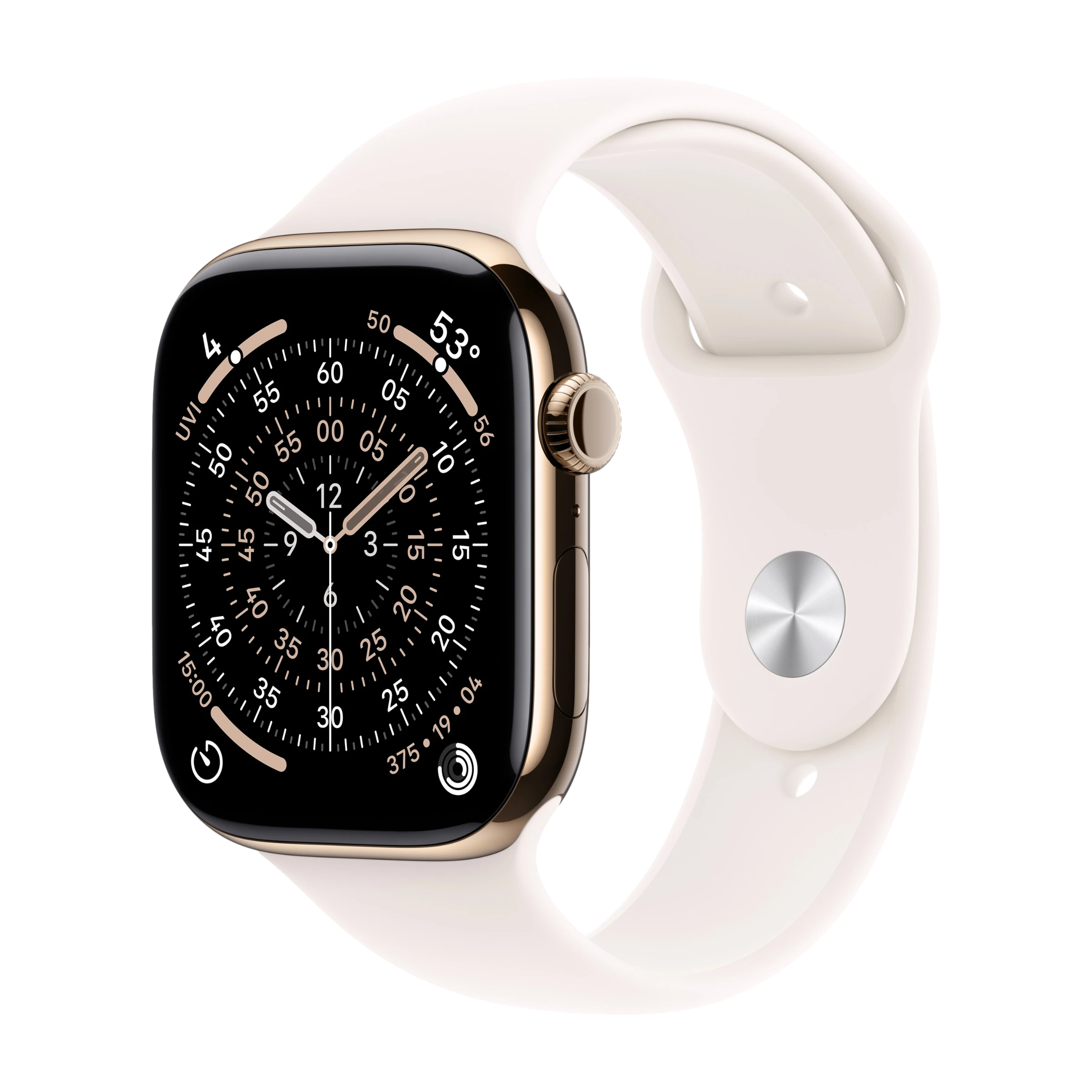 Apple Watch Series 11 GPS + Cellular 46mm Guld Titanboett med Rosé Sportband - S/M