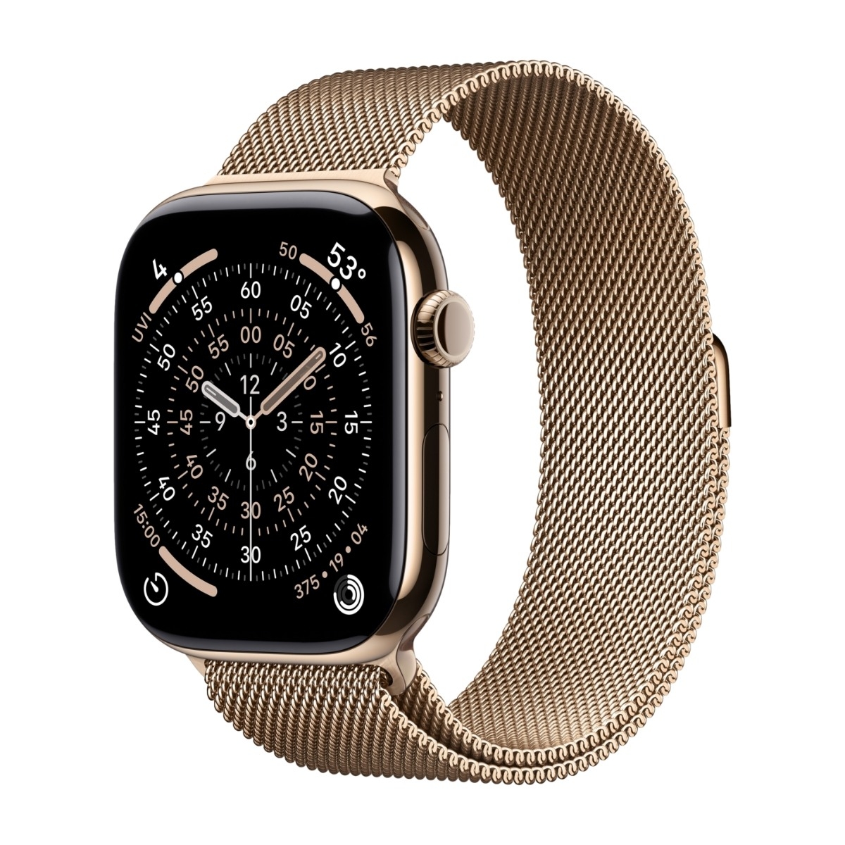 Apple Watch Series 11 GPS + Cellular 46mm Guld Titanboett med Guld Milanesisk loop - S/M