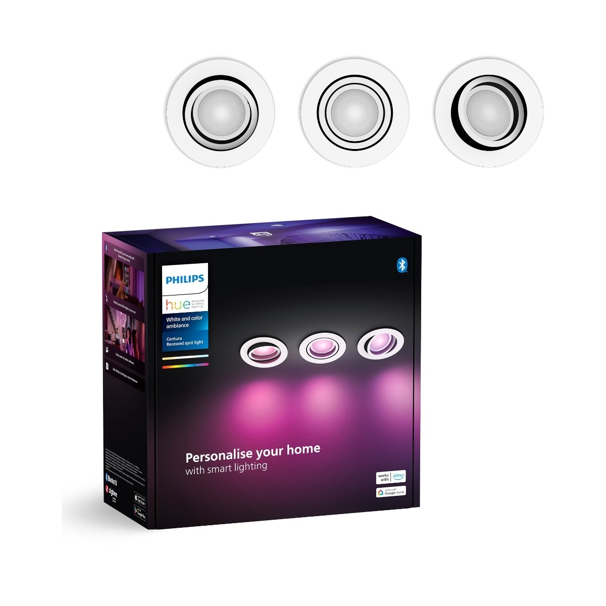 Philips Hue WCA Centura infälld spotlight, vit 3-pack