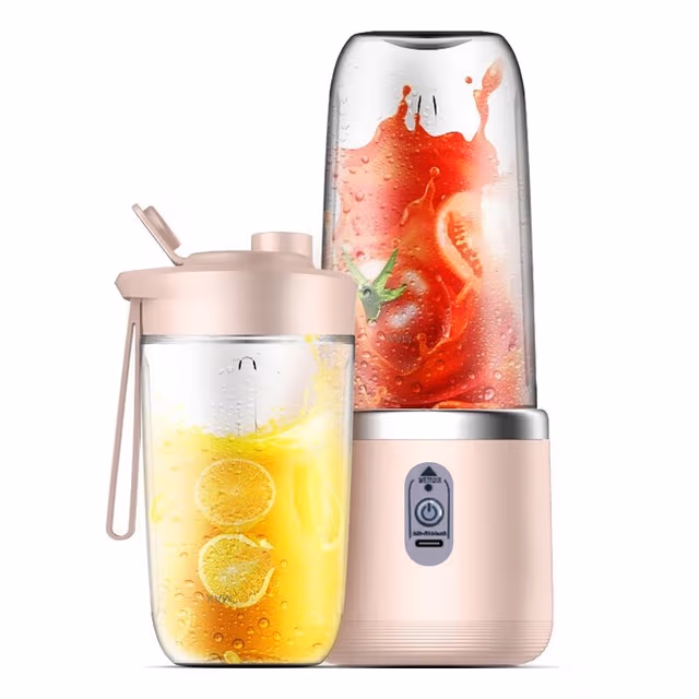 Bärbar Uppladdningsbar Juicepress Med 6 Blad - Perfekt För Smoothies Pink