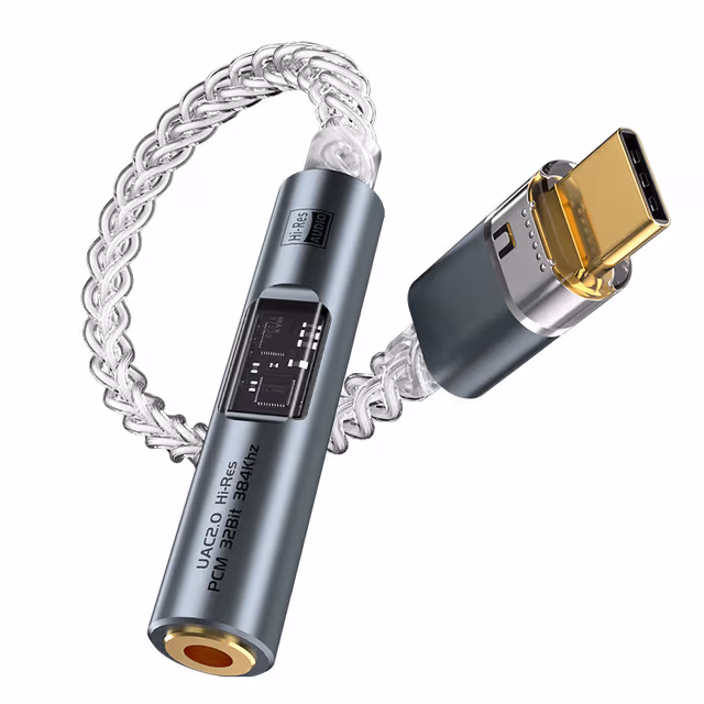 BA23 USB-C till 3,5 mm ljudadapter med inbyggd DAC Grey