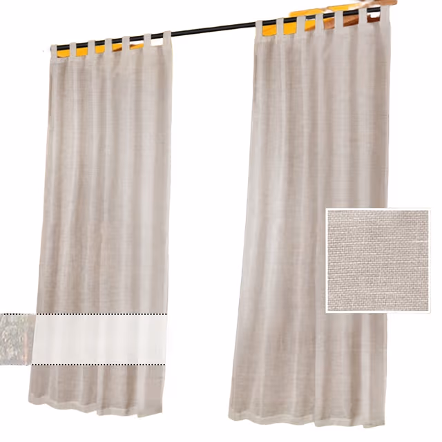 Set med 2 Utomhusgardiner i Linne-Look med Hällor - Ljusfiltrering & Insynsskydd L