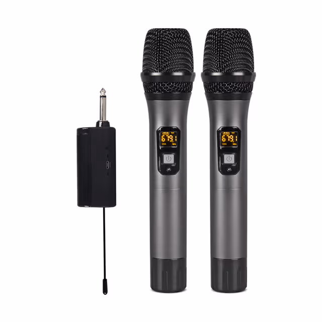2 st trådlösa mikrofoner Bluetooth Reverb med Android-portkabel Black