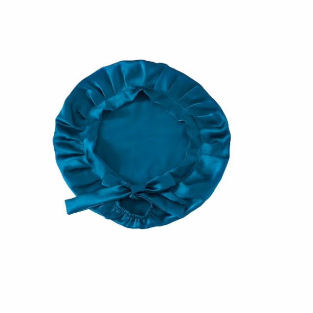 Justerbar sovmössa för långt hår, 100 % silke Blue