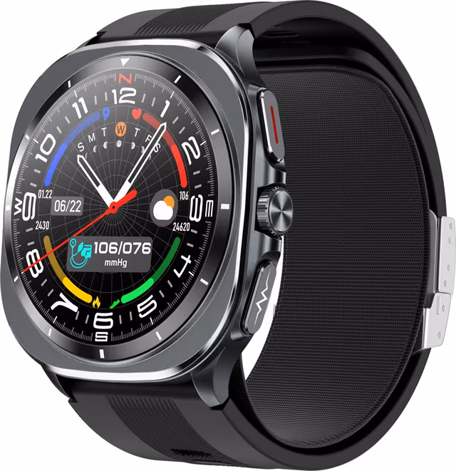 Avancerad Smartwatch för Hälsoövervakning med EKG och Blodtrycksmätning Black