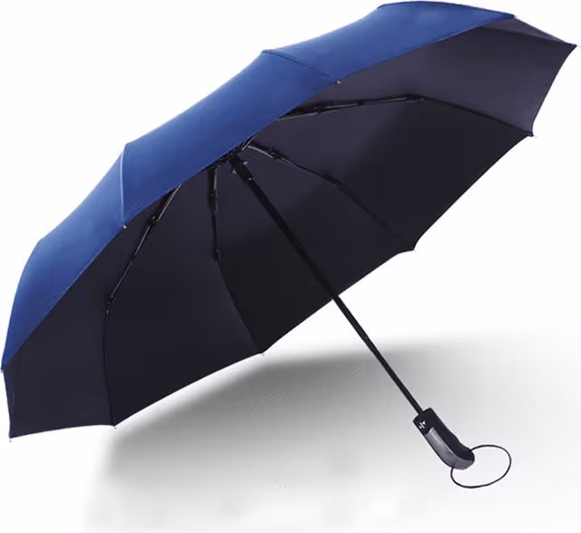 Automatiskt Ihopfällbart Paraply - 10 Ribbor NavyBlue