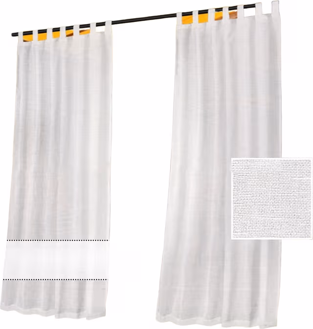 SET MED 2 Vita Polyester Skira Utegardiner med Hällor - Ljusfiltrering & Integritetsskydd M