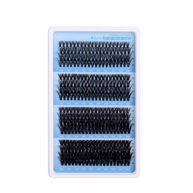 16 Rader Individuella Kluster Falska Ögonfransar - Blandad Längd 30P+40P+50P+60P