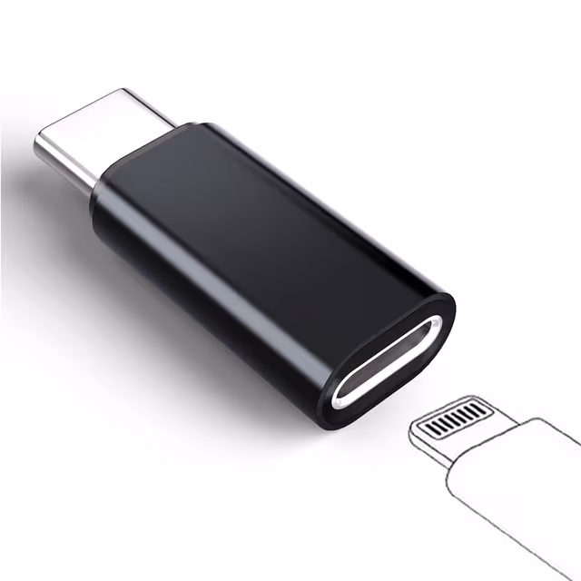 Lightning (hona) till USB-C (hane) adapter, kompatibel med iPhone 15 Black