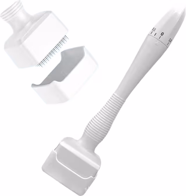 140A Justerbar 140-nåls Derma Stamp Roller – Vit ABS Microneneedling för Ansikte och Kropp
