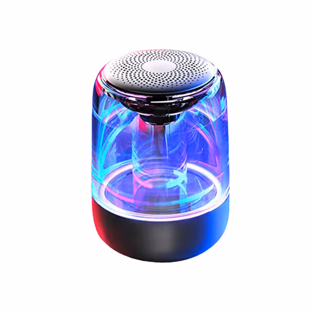 Portabel Bluetooth 5.3 Högtalare med LED-Ljus – Transparent Design, Trådlös Ljudupplevelse Black