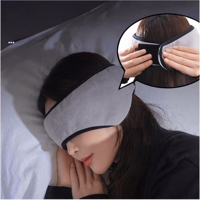 Justerbar Ögonmask med Öronmuffar - Brusreducering & Mörkläggning, Sömnmask Gray