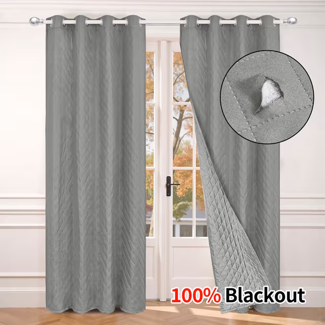 Vinterisolerande Mörkläggningsgardin med Öljetter för Vardagsrum (Enkel Panel) Grey S