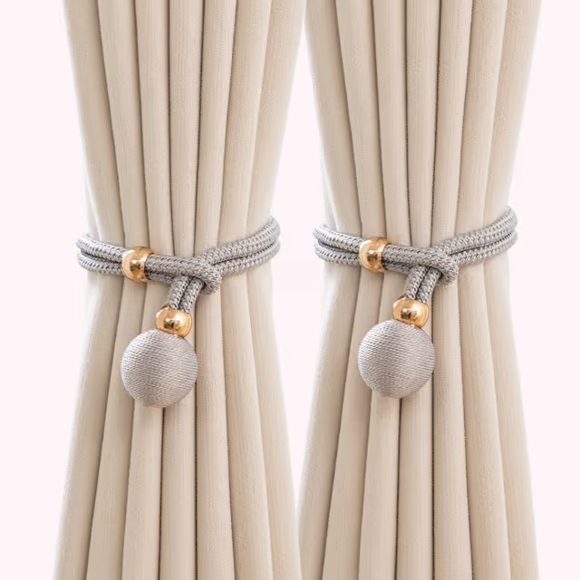 Dekorativa Bollgardinomtag - Stilfulla Fönster Draperi Hållare, 2-pack Grey