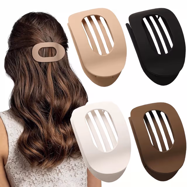 Platt Jord Rund Hårklämma Set (Oval Fyra Delar) Multicolor1